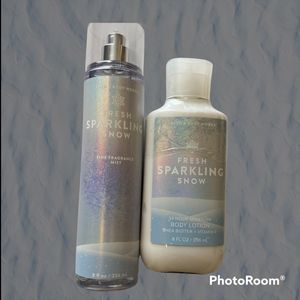 BBW Fresh Sparkling Snow Fine Mist and Body Lotion Set